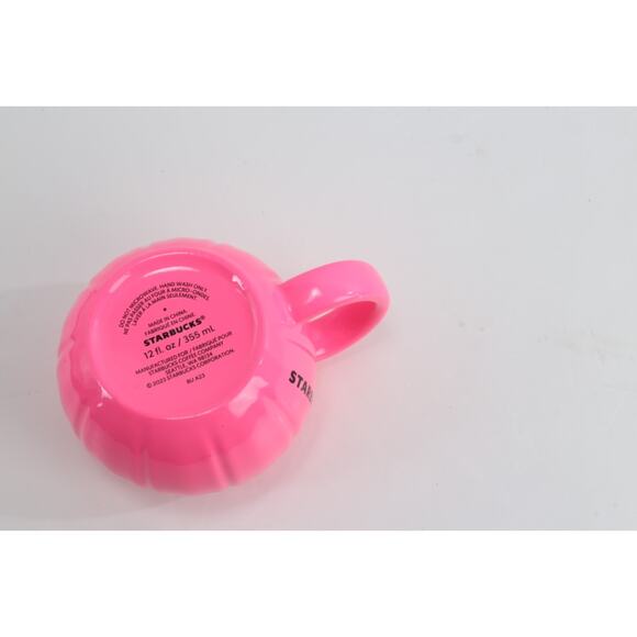 Starbucks Fall 2023 Neon Hot Pink Pumpkin Halloween Ceramic Mug 12oz Coffee Cup - Picture 14 of 14